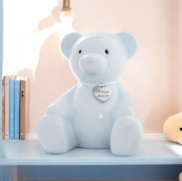 Sparebøsse med navn, bamse